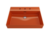 BOCCHI Milano 24" Rectangle Wallmount Fireclay Bathroom Sink, Orange, 3 Faucet Hole, 1376-012-0127