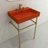 BOCCHI Milano 24" Rectangle Wallmount Fireclay Bathroom Sink, Orange, 3 Faucet Hole, 1376-012-0127