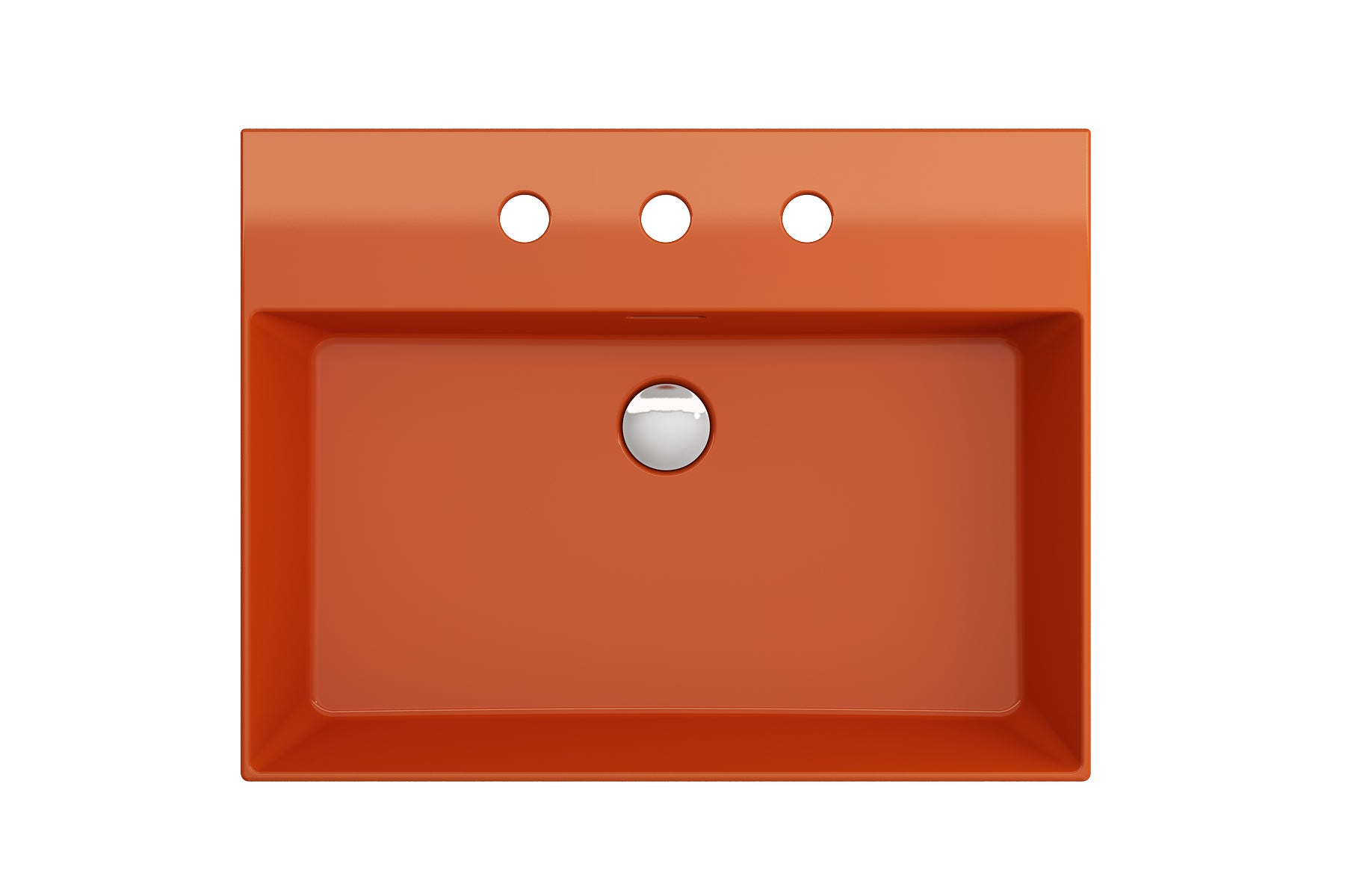 BOCCHI Milano 24" Rectangle Wallmount Fireclay Bathroom Sink, Orange, 3 Faucet Hole, 1376-012-0127