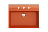 BOCCHI Milano 24" Rectangle Wallmount Fireclay Bathroom Sink, Orange, 3 Faucet Hole, 1376-012-0127