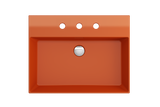 BOCCHI Milano 24" Rectangle Wallmount Fireclay Bathroom Sink, Orange, 3 Faucet Hole, 1376-012-0127