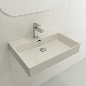 Alternate Image for BOCCHI Milano 24" Rectangle Wallmount Fireclay Bathroom Sink, Biscuit, Single Faucet Hole, 1376-014-0126