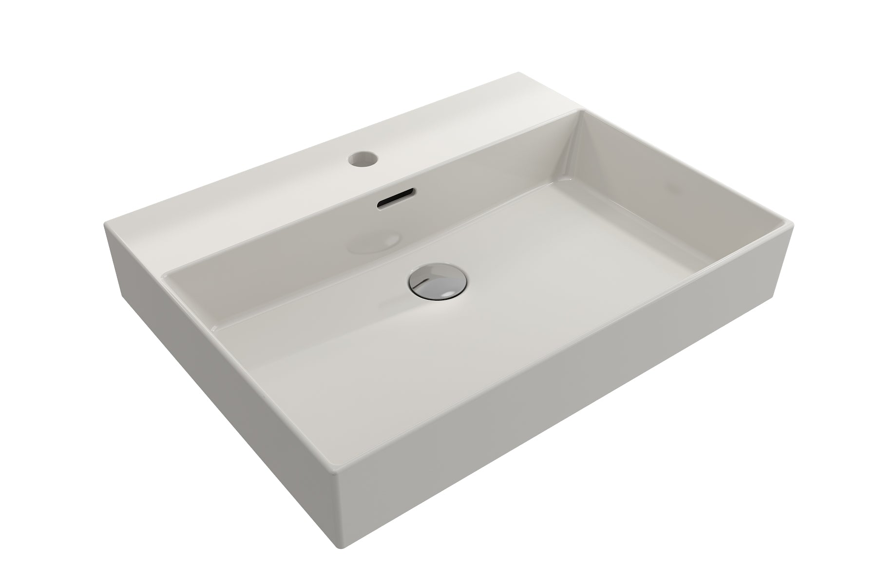 BOCCHI Milano 24" Rectangle Wallmount Fireclay Bathroom Sink, Biscuit, Single Faucet Hole, 1376-014-0126