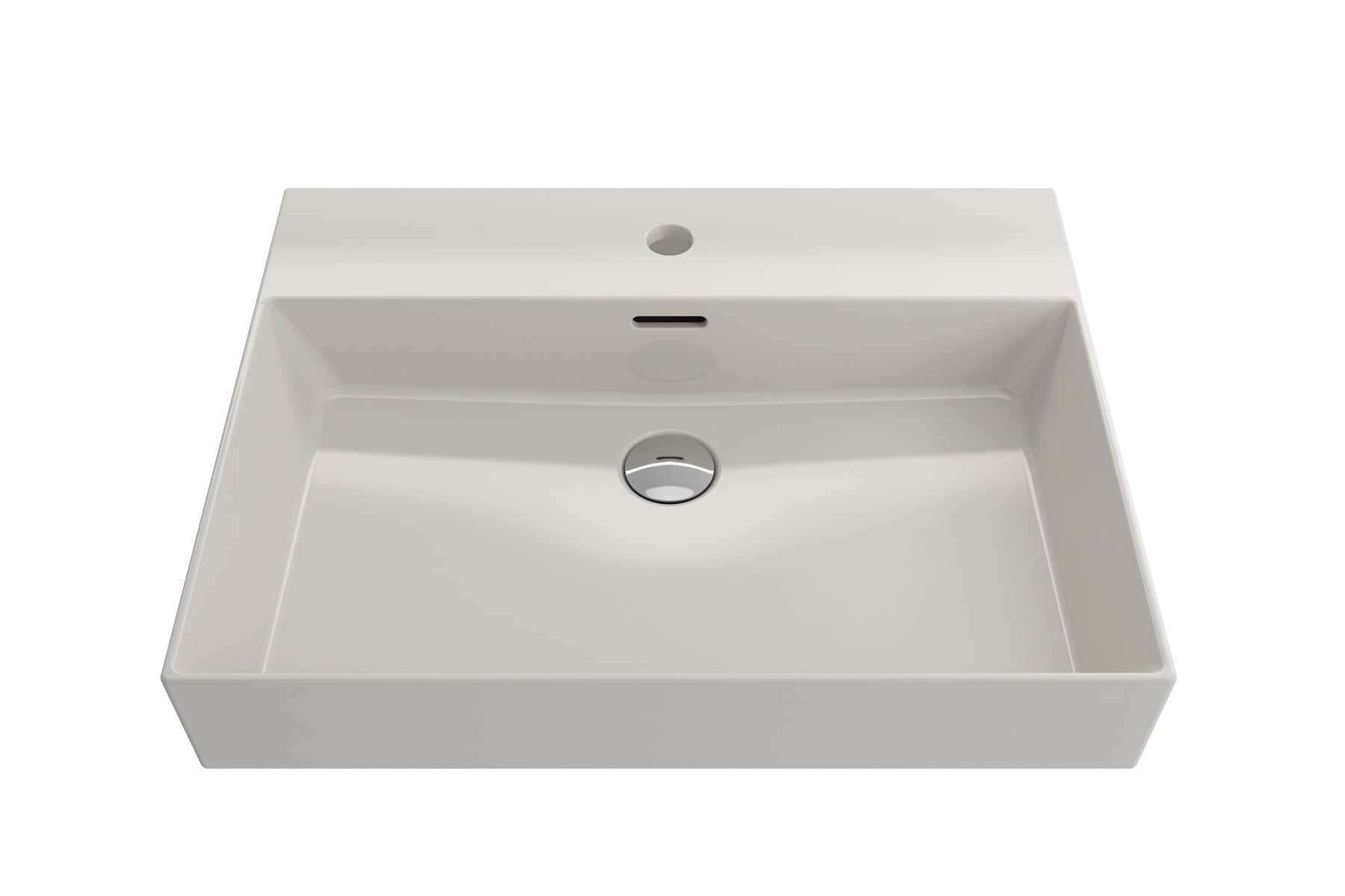 BOCCHI Milano 24" Rectangle Wallmount Fireclay Bathroom Sink, Biscuit, Single Faucet Hole, 1376-014-0126