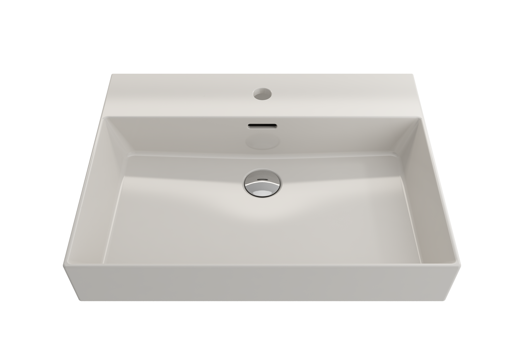 BOCCHI Milano 24" Rectangle Wallmount Fireclay Bathroom Sink, Biscuit, Single Faucet Hole, 1376-014-0126