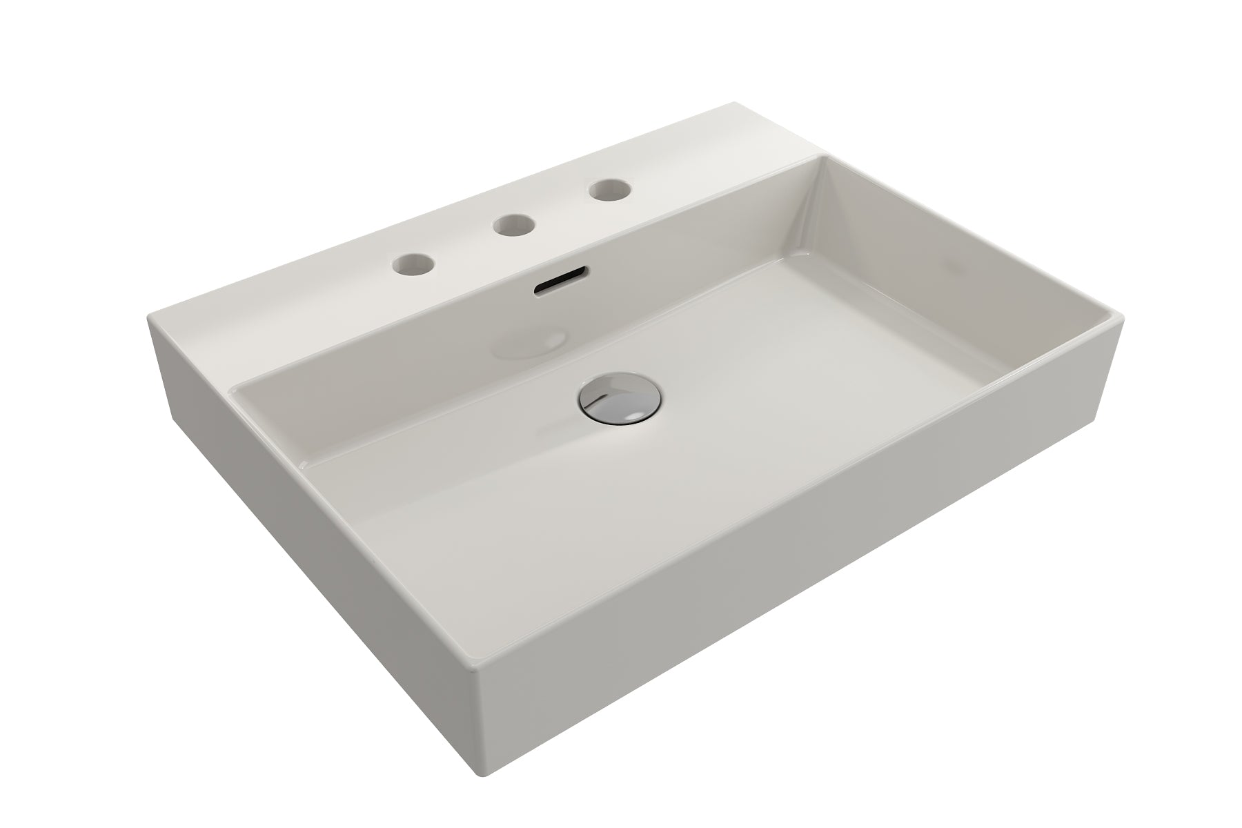 BOCCHI Milano 24" Rectangle Wallmount Fireclay Bathroom Sink, Biscuit, 3 Faucet Hole, 1376-014-0127