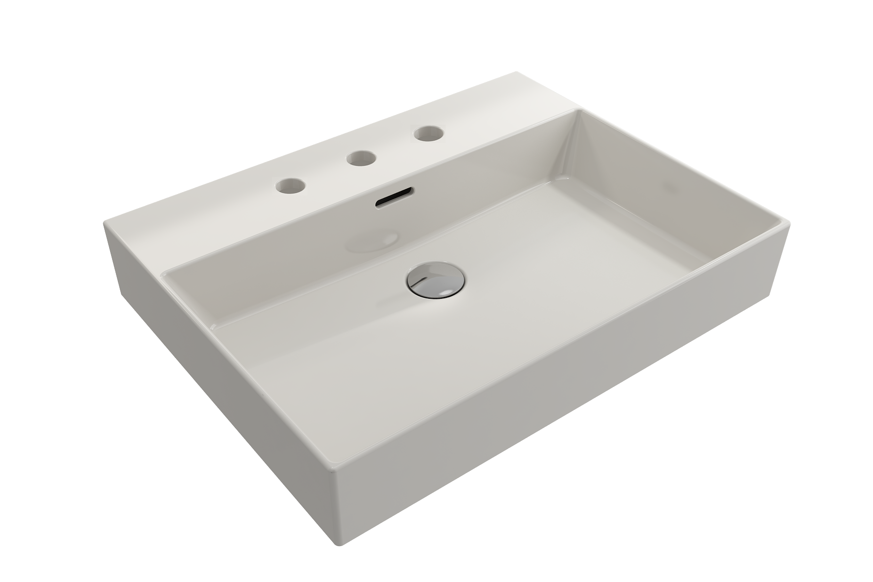 BOCCHI Milano 24" Rectangle Wallmount Fireclay Bathroom Sink, Biscuit, 3 Faucet Hole, 1376-014-0127