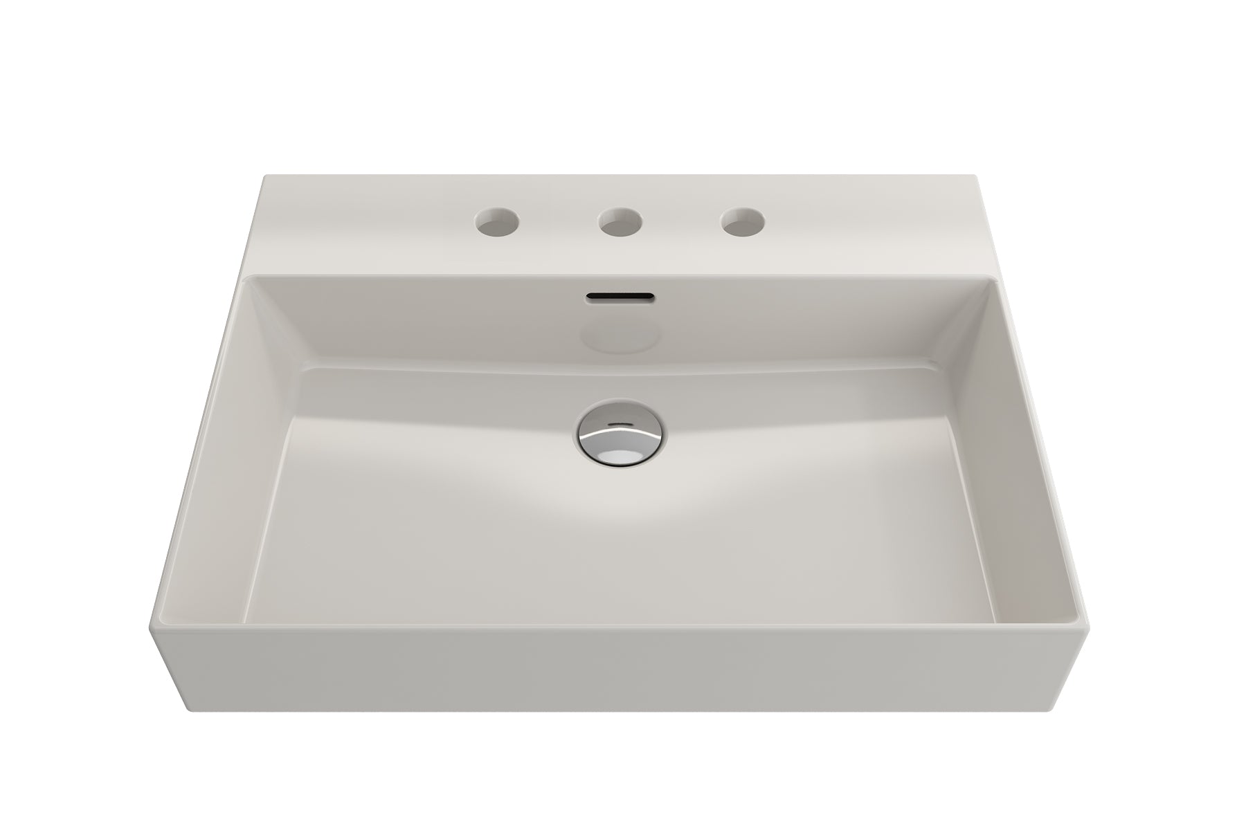 BOCCHI Milano 24" Rectangle Wallmount Fireclay Bathroom Sink, Biscuit, 3 Faucet Hole, 1376-014-0127