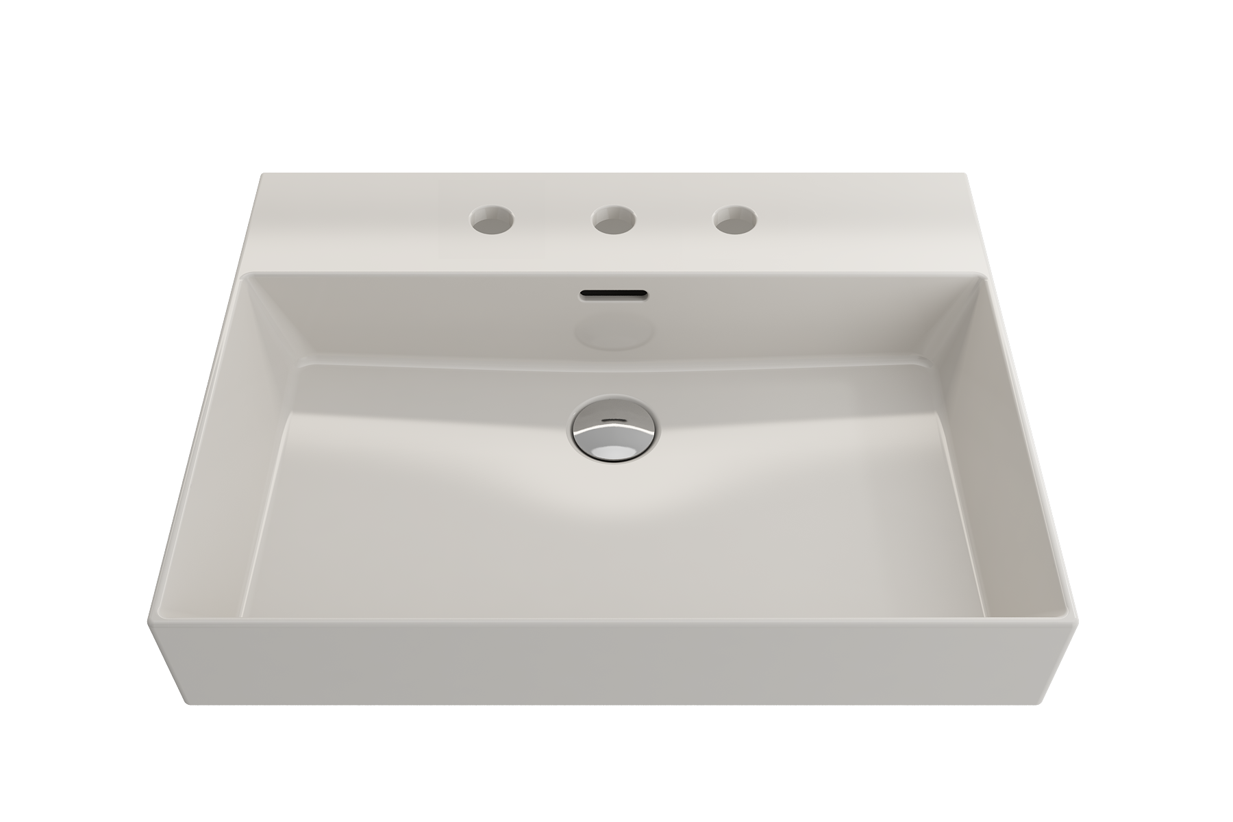 BOCCHI Milano 24" Rectangle Wallmount Fireclay Bathroom Sink, Biscuit, 3 Faucet Hole, 1376-014-0127