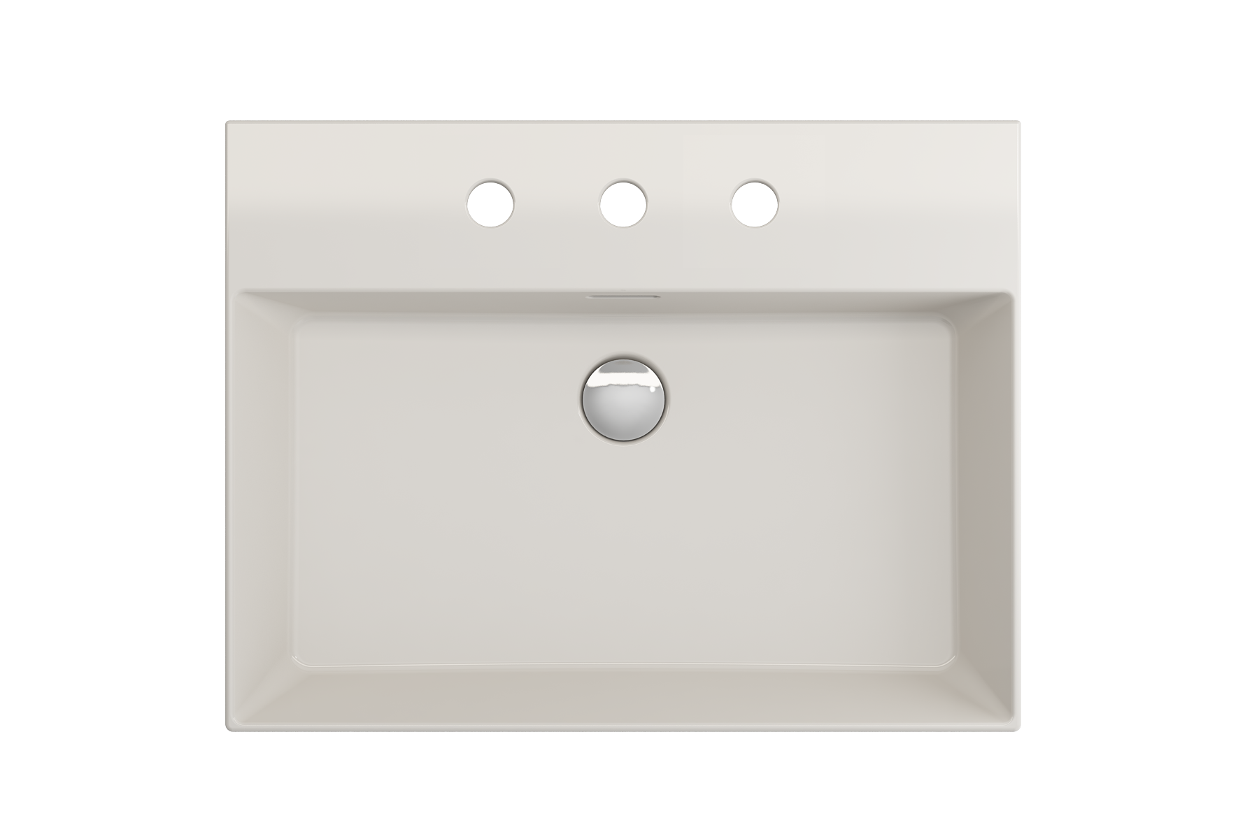 BOCCHI Milano 24" Rectangle Wallmount Fireclay Bathroom Sink, Biscuit, 3 Faucet Hole, 1376-014-0127