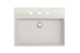 BOCCHI Milano 24" Rectangle Wallmount Fireclay Bathroom Sink, Biscuit, 3 Faucet Hole, 1376-014-0127