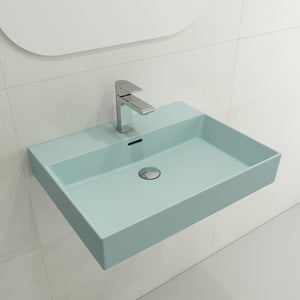 Alternate Image for BOCCHI Milano 24" Rectangle Wallmount Fireclay Bathroom Sink, Matte Ice Blue, Single Faucet Hole, 1376-029-0126
