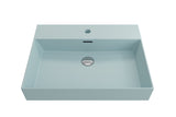 BOCCHI Milano 24" Rectangle Wallmount Fireclay Bathroom Sink, Matte Ice Blue, Single Faucet Hole, 1376-029-0126