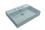 BOCCHI Milano 24" Rectangle Wallmount Fireclay Bathroom Sink, Matte Ice Blue, 3 Faucet Hole, 1376-029-0127