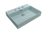 BOCCHI Milano 24" Rectangle Wallmount Fireclay Bathroom Sink, Matte Ice Blue, 3 Faucet Hole, 1376-029-0127