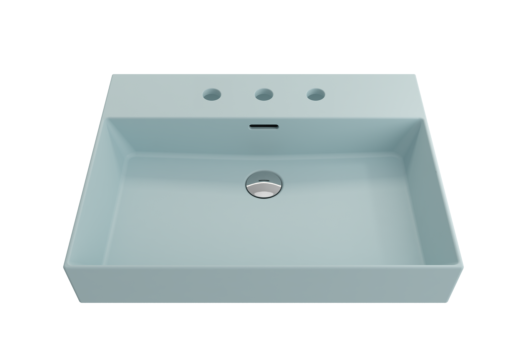 BOCCHI Milano 24" Rectangle Wallmount Fireclay Bathroom Sink, Matte Ice Blue, 3 Faucet Hole, 1376-029-0127