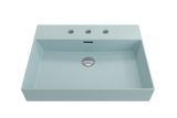 BOCCHI Milano 24" Rectangle Wallmount Fireclay Bathroom Sink, Matte Ice Blue, 3 Faucet Hole, 1376-029-0127