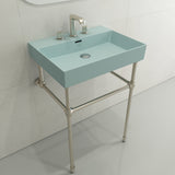 BOCCHI Milano 24" Rectangle Wallmount Fireclay Bathroom Sink, Matte Ice Blue, 3 Faucet Hole, 1376-029-0127