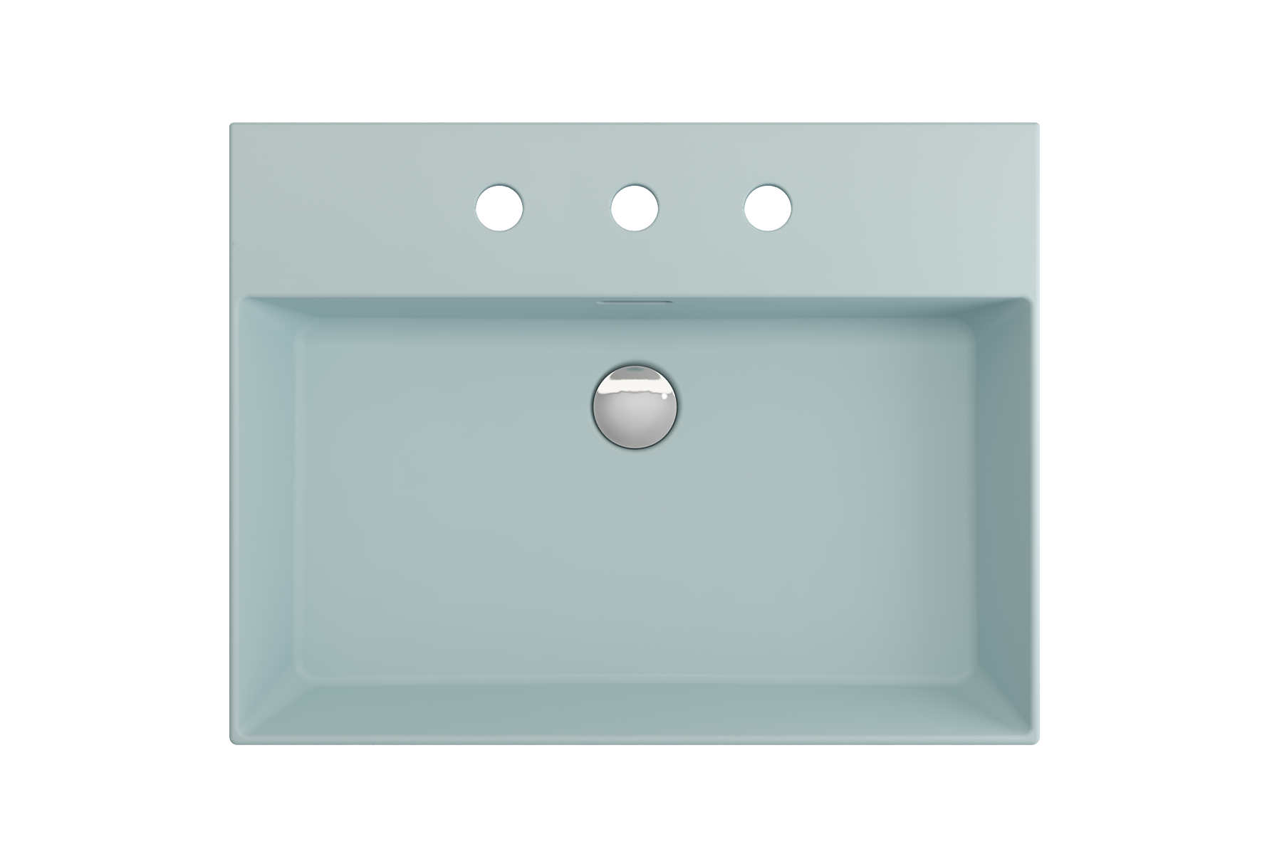 BOCCHI Milano 24" Rectangle Wallmount Fireclay Bathroom Sink, Matte Ice Blue, 3 Faucet Hole, 1376-029-0127