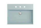 BOCCHI Milano 24" Rectangle Wallmount Fireclay Bathroom Sink, Matte Ice Blue, 3 Faucet Hole, 1376-029-0127