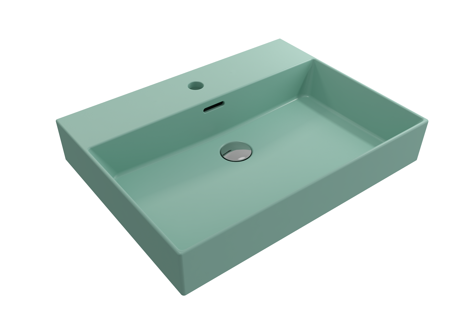 BOCCHI Milano 24" Rectangle Wallmount Fireclay Bathroom Sink, Matte Mint Green, Single Faucet Hole, 1376-033-0126