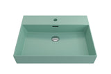 BOCCHI Milano 24" Rectangle Wallmount Fireclay Bathroom Sink, Matte Mint Green, Single Faucet Hole, 1376-033-0126