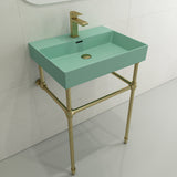 BOCCHI Milano 24" Rectangle Wallmount Fireclay Bathroom Sink, Matte Mint Green, Single Faucet Hole, 1376-033-0126