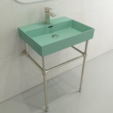 BOCCHI Milano 24" Rectangle Wallmount Fireclay Bathroom Sink, Matte Mint Green, Single Faucet Hole, 1376-033-0126