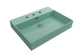 BOCCHI Milano 24" Rectangle Wallmount Fireclay Bathroom Sink, Matte Mint Green, 3 Faucet Hole, 1376-033-0127
