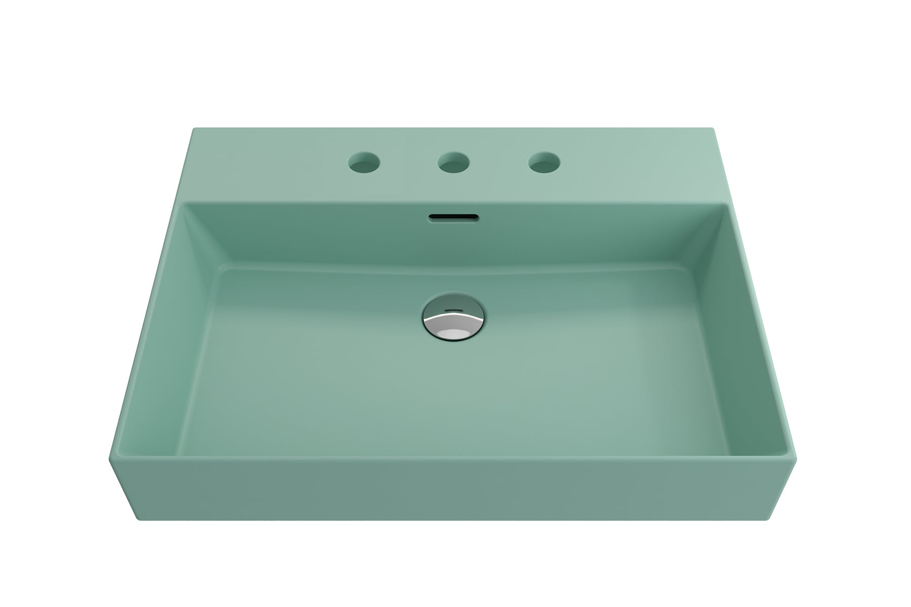 BOCCHI Milano 24" Rectangle Wallmount Fireclay Bathroom Sink, Matte Mint Green, 3 Faucet Hole, 1376-033-0127