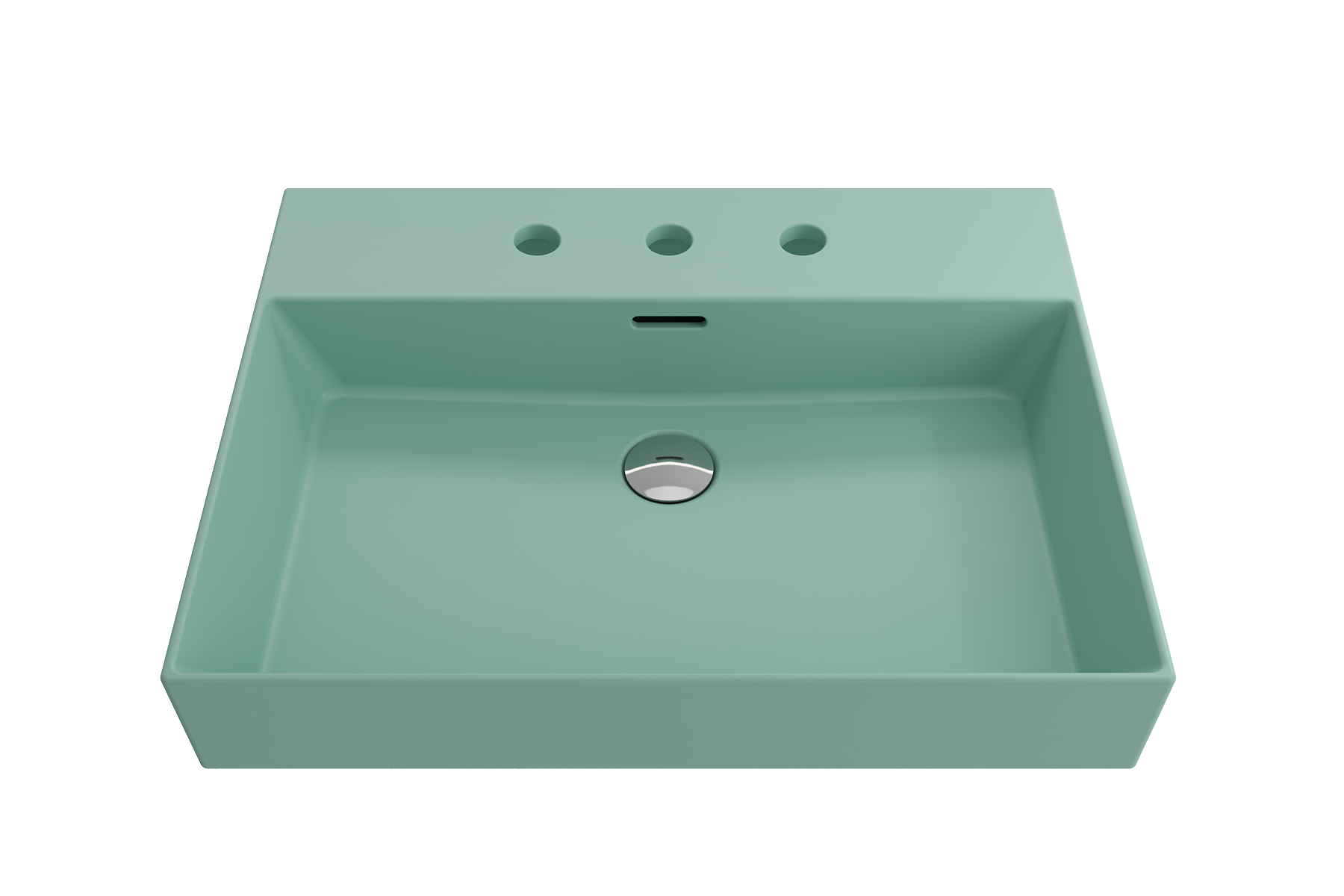 BOCCHI Milano 24" Rectangle Wallmount Fireclay Bathroom Sink, Matte Mint Green, 3 Faucet Hole, 1376-033-0127