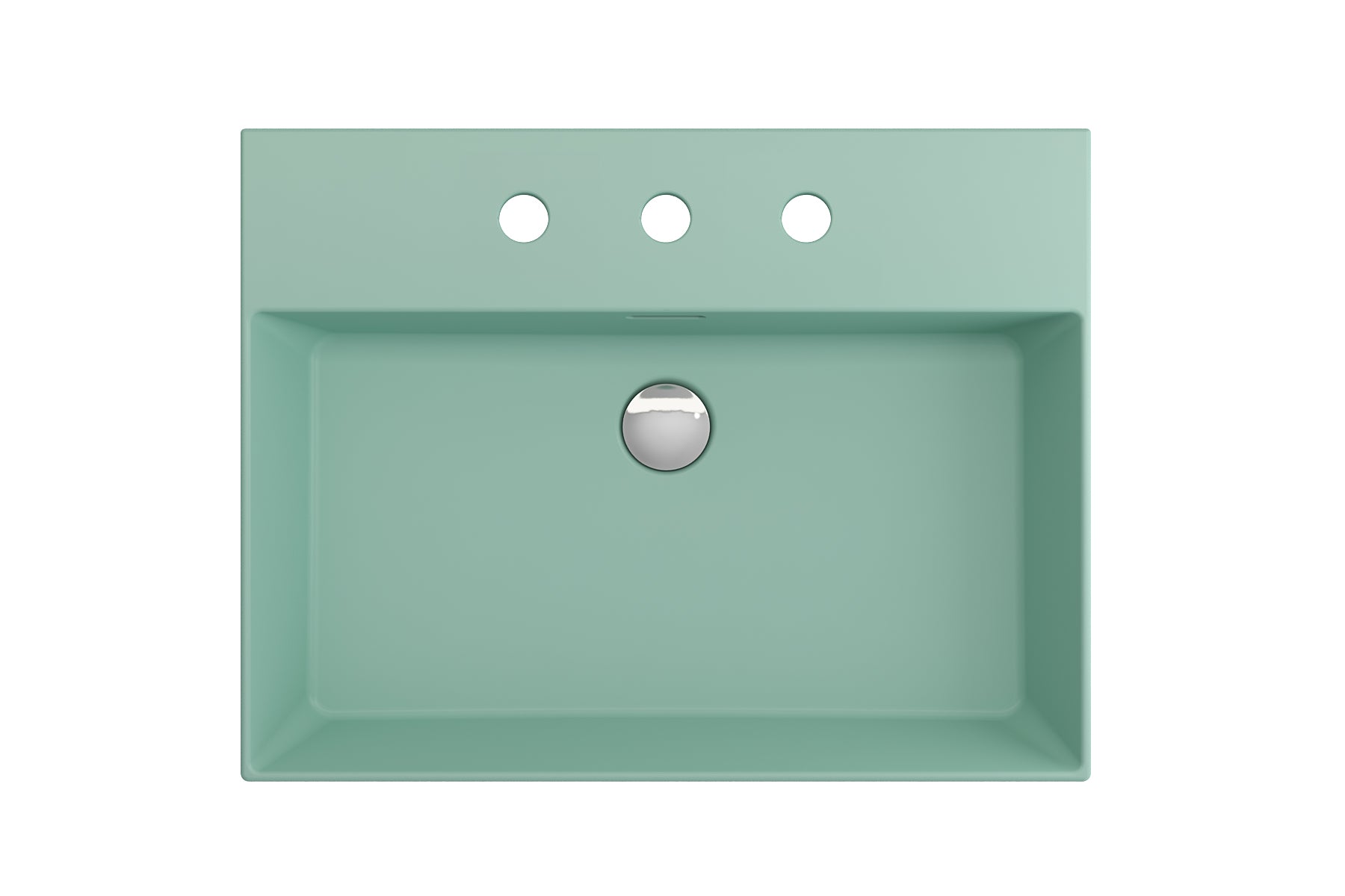 BOCCHI Milano 24" Rectangle Wallmount Fireclay Bathroom Sink, Matte Mint Green, 3 Faucet Hole, 1376-033-0127