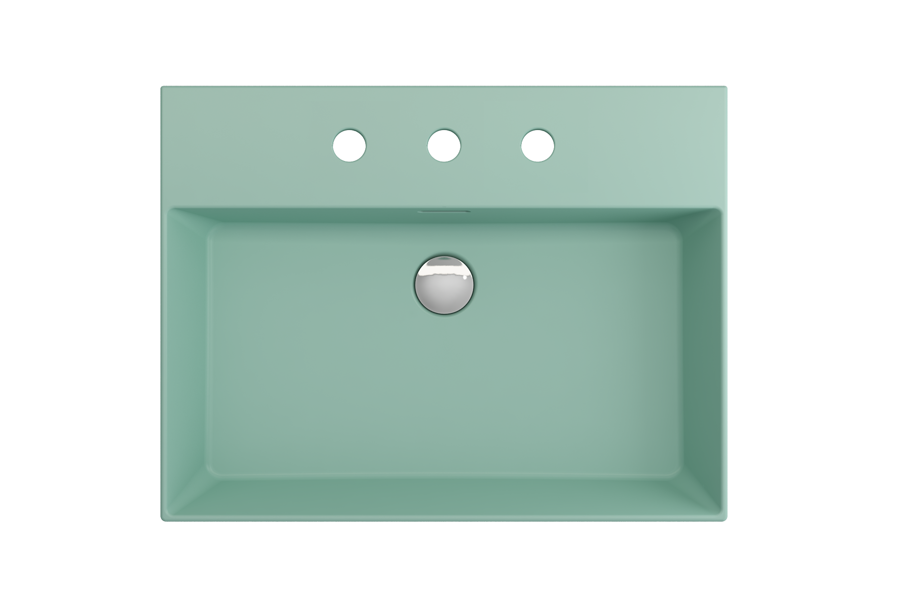 BOCCHI Milano 24" Rectangle Wallmount Fireclay Bathroom Sink, Matte Mint Green, 3 Faucet Hole, 1376-033-0127