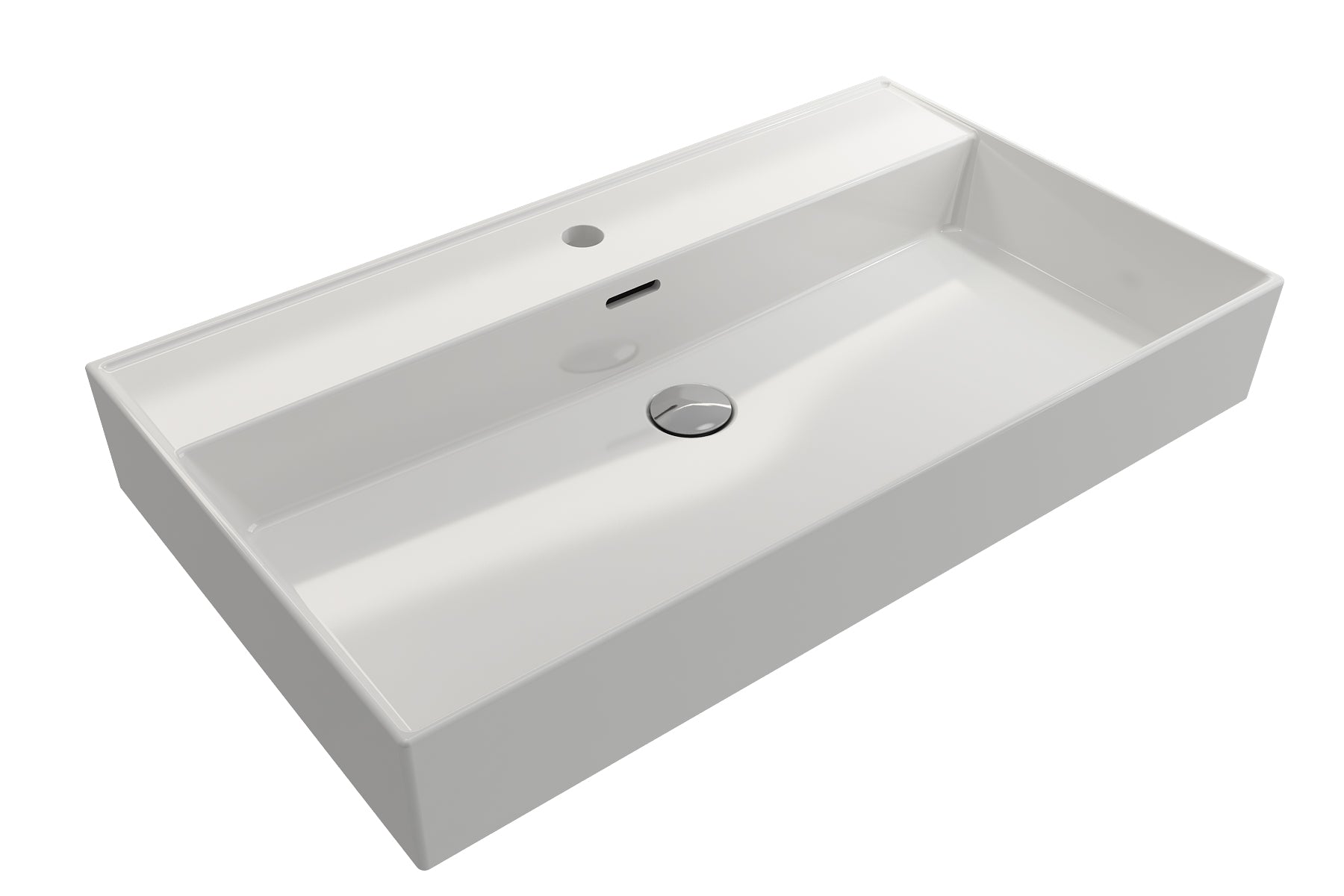 BOCCHI Milano 32" Rectangle Wallmount Fireclay Bathroom Sink, White, Single Faucet Hole, 1377-001-0126