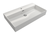 BOCCHI Milano 32" Rectangle Wallmount Fireclay Bathroom Sink, White, Single Faucet Hole, 1377-001-0126