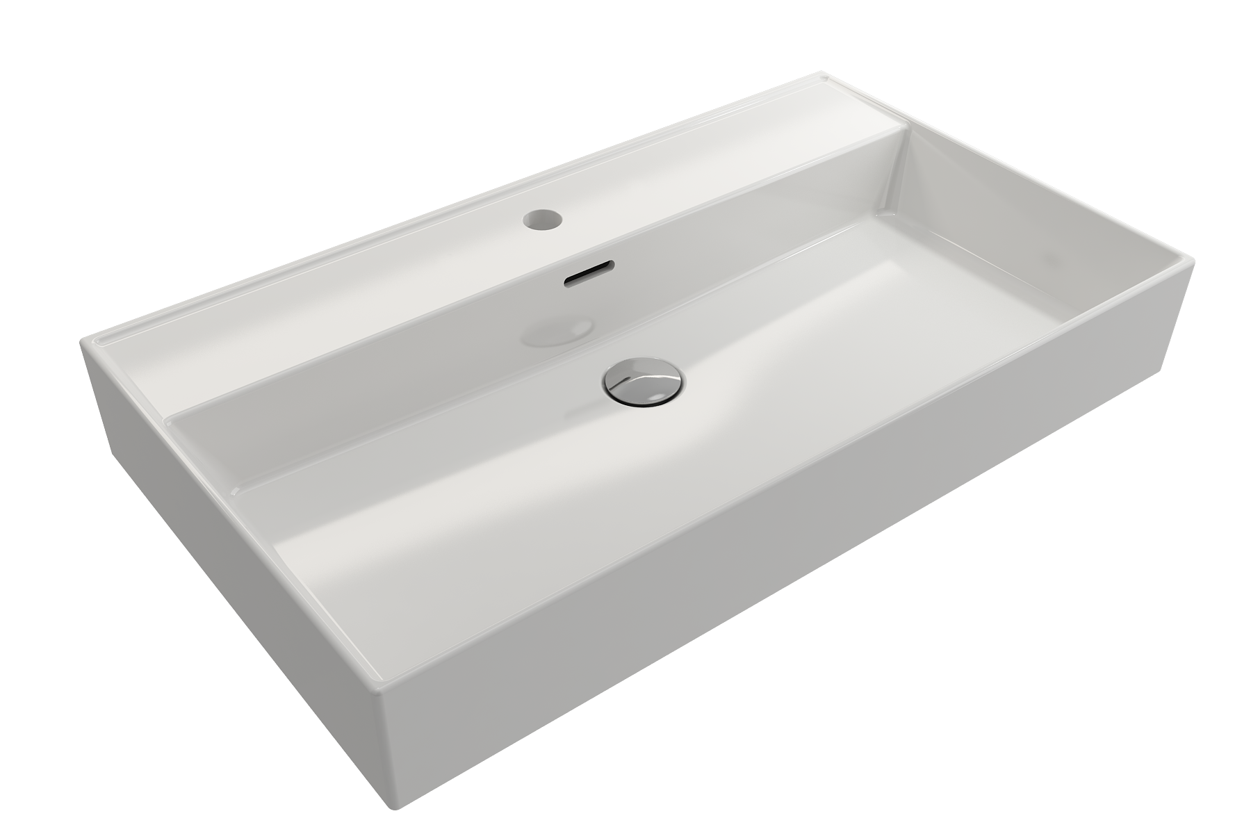 BOCCHI Milano 32" Rectangle Wallmount Fireclay Bathroom Sink, White, Single Faucet Hole, 1377-001-0126