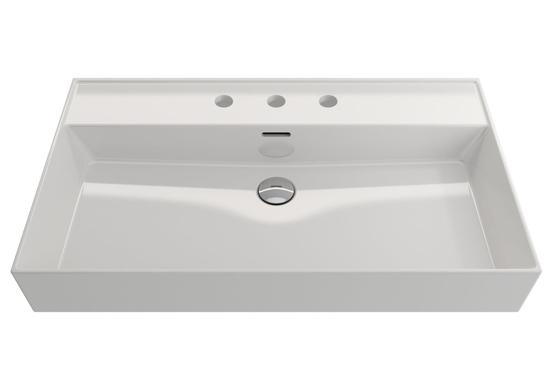 BOCCHI Milano 32" Rectangle Wallmount Fireclay Bathroom Sink, White, 3 Faucet Hole, 1377-001-0127