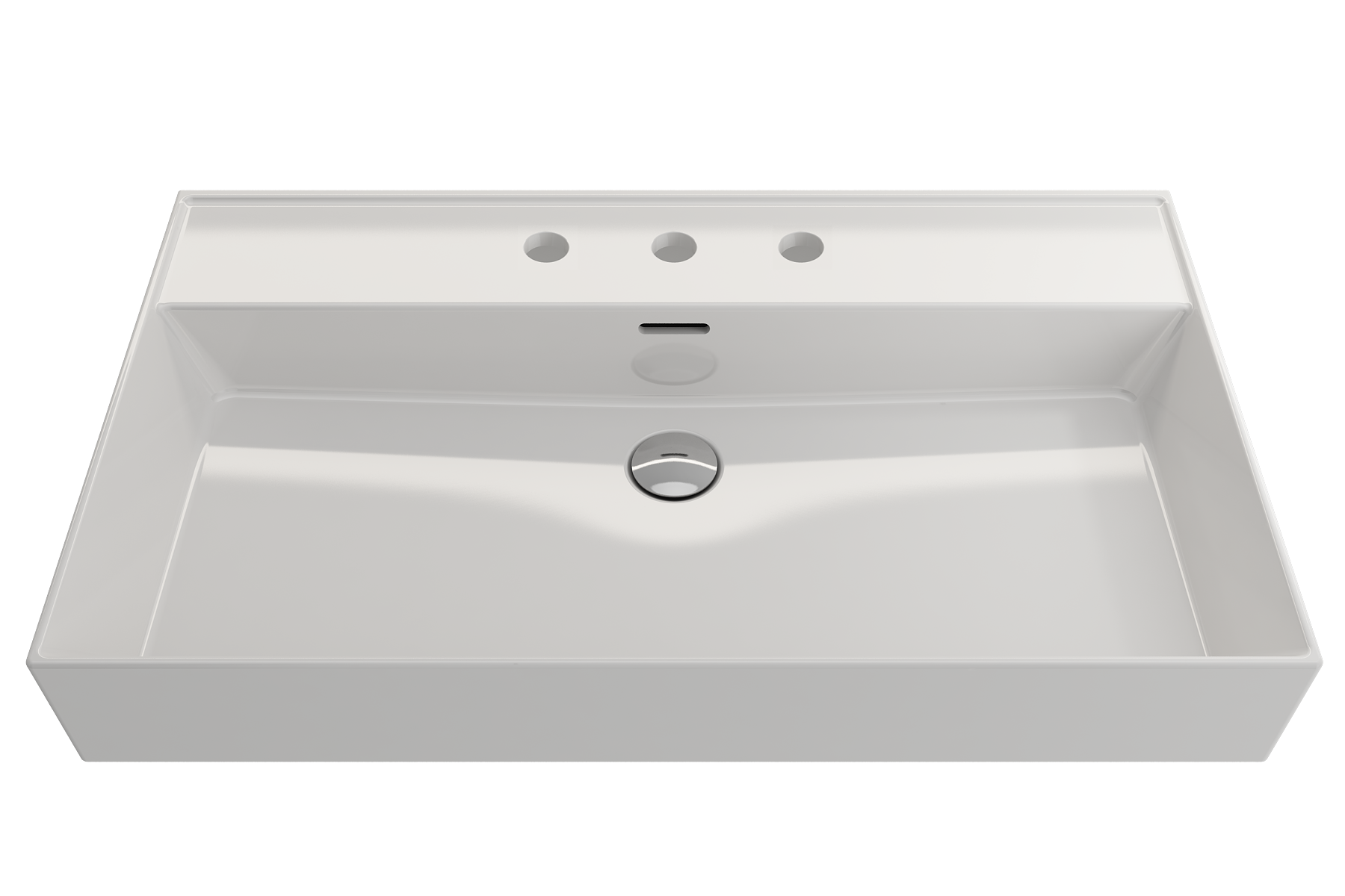BOCCHI Milano 32" Rectangle Wallmount Fireclay Bathroom Sink, White, 3 Faucet Hole, 1377-001-0127