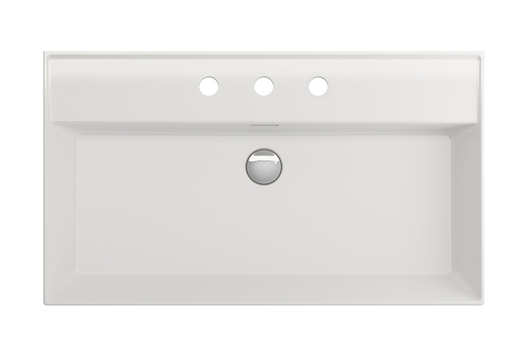 BOCCHI Milano 32" Rectangle Wallmount Fireclay Bathroom Sink, White, 3 Faucet Hole, 1377-001-0127