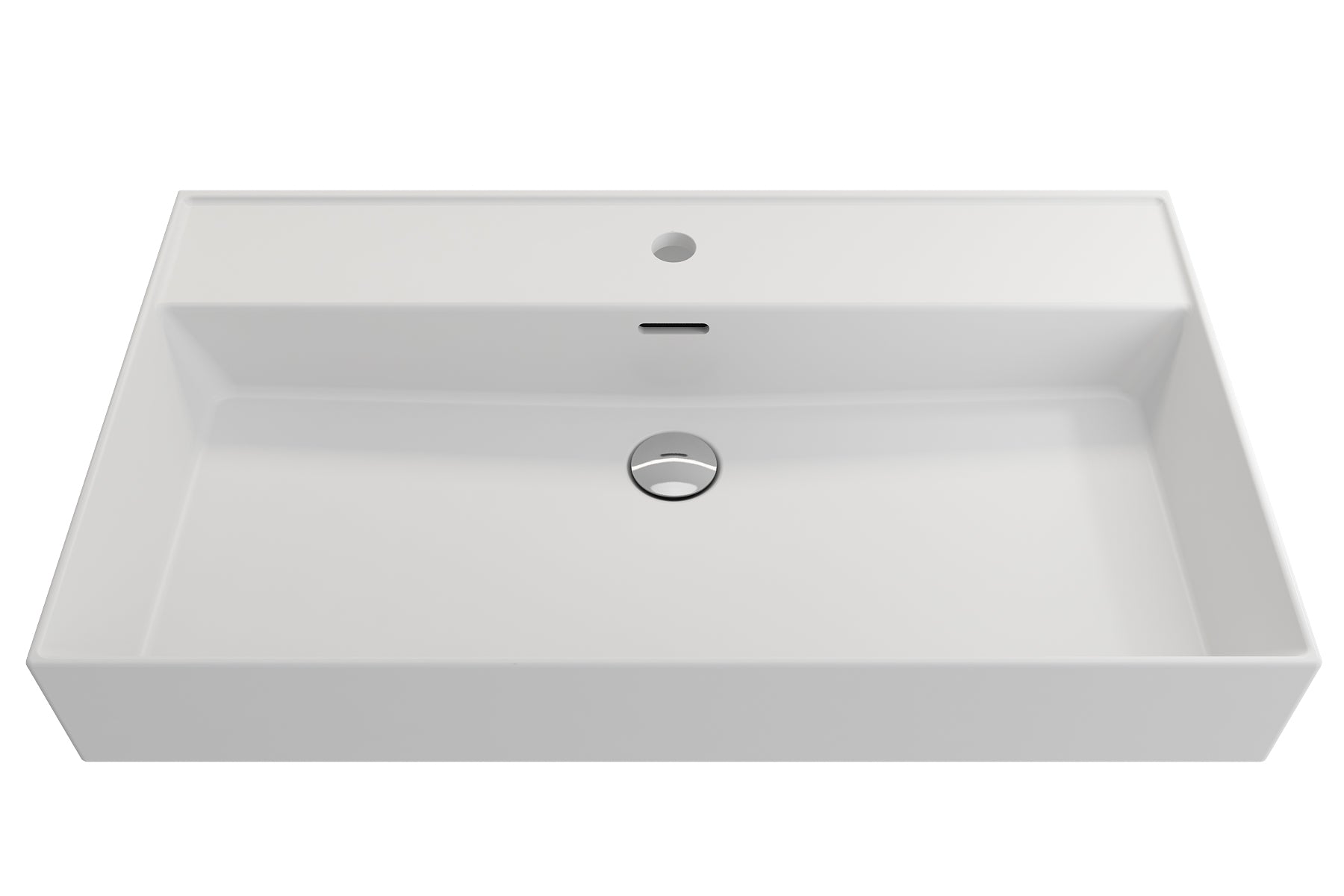 BOCCHI Milano 32" Rectangle Wallmount Fireclay Bathroom Sink, Matte White, Single Faucet Hole, 1377-002-0126
