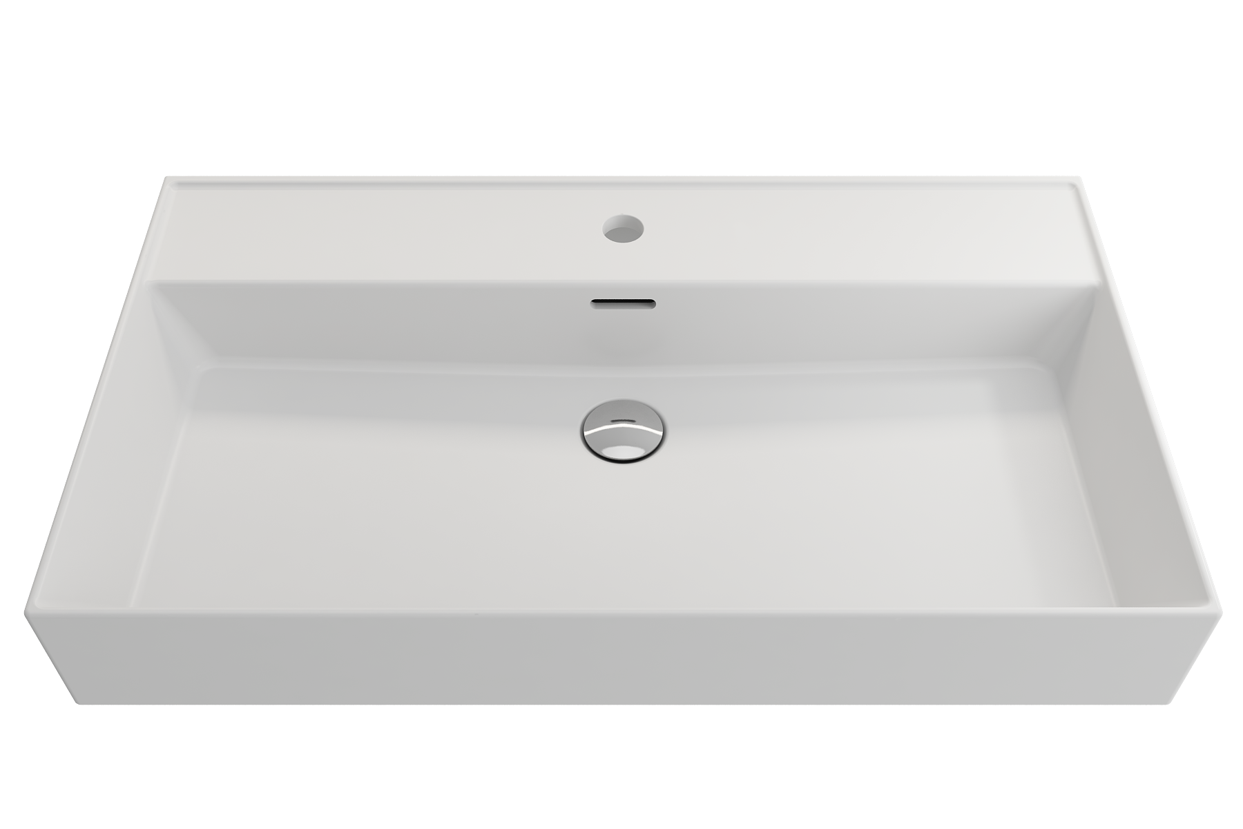 BOCCHI Milano 32" Rectangle Wallmount Fireclay Bathroom Sink, Matte White, Single Faucet Hole, 1377-002-0126