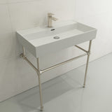 BOCCHI Milano 32" Rectangle Wallmount Fireclay Bathroom Sink, Matte White, Single Faucet Hole, 1377-002-0126