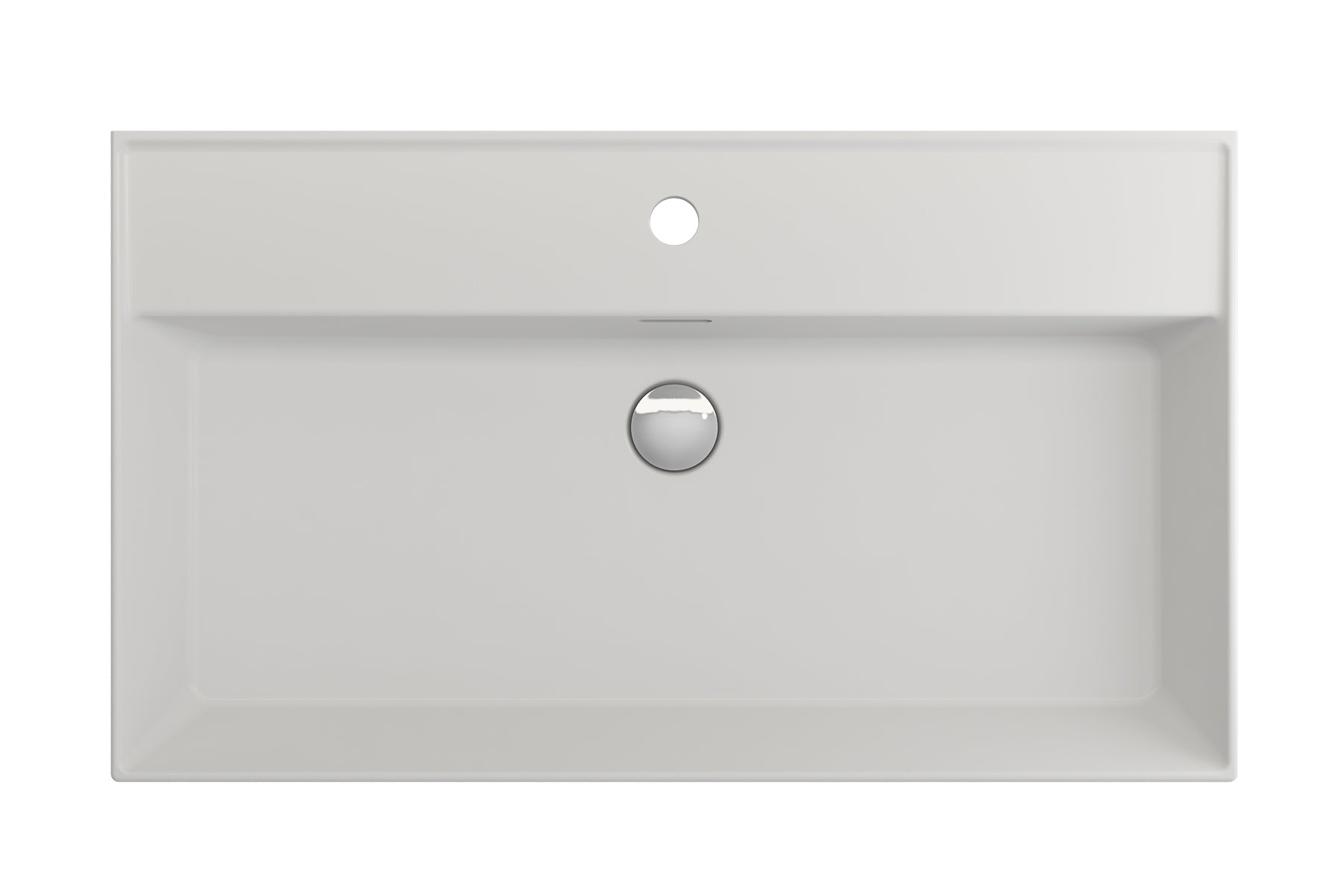 BOCCHI Milano 32" Rectangle Wallmount Fireclay Bathroom Sink, Matte White, Single Faucet Hole, 1377-002-0126