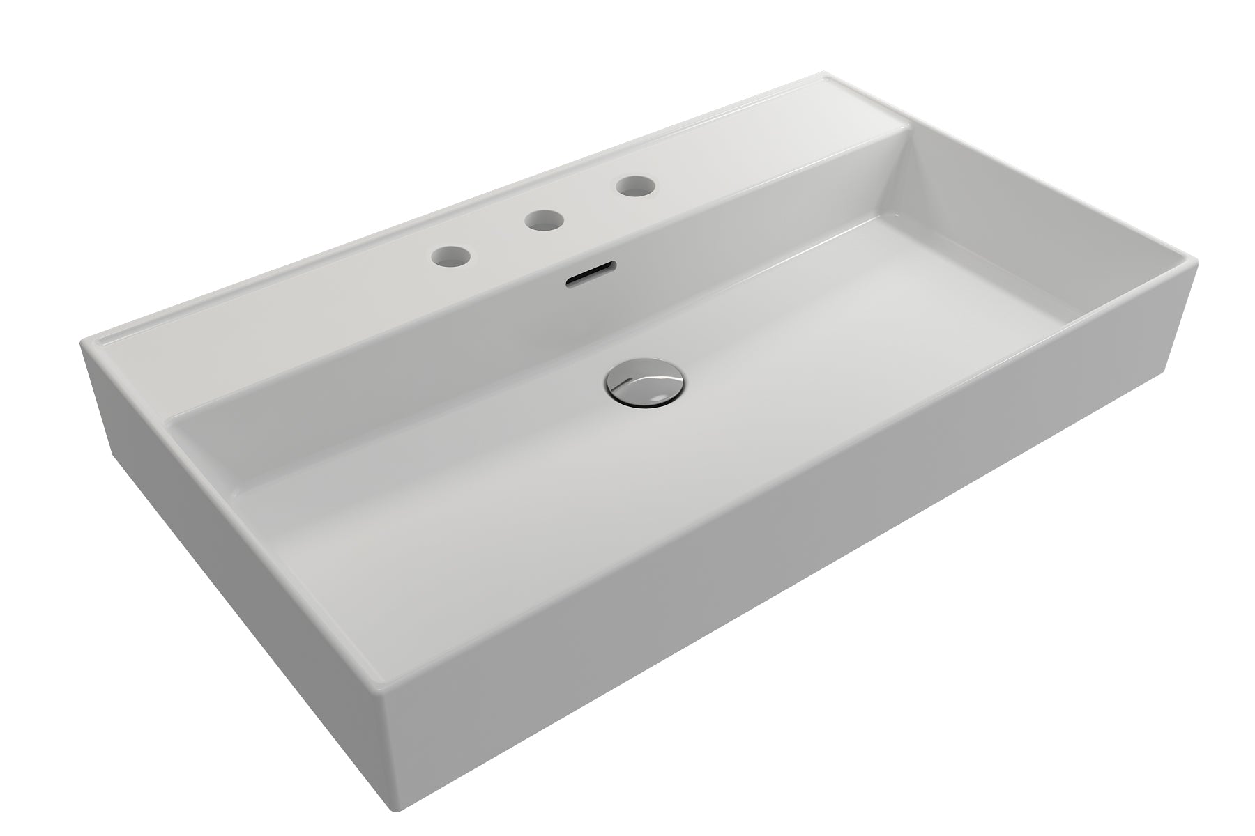 BOCCHI Milano 32" Rectangle Wallmount Fireclay Bathroom Sink, Matte White, 3 Faucet Hole, 1377-002-0127