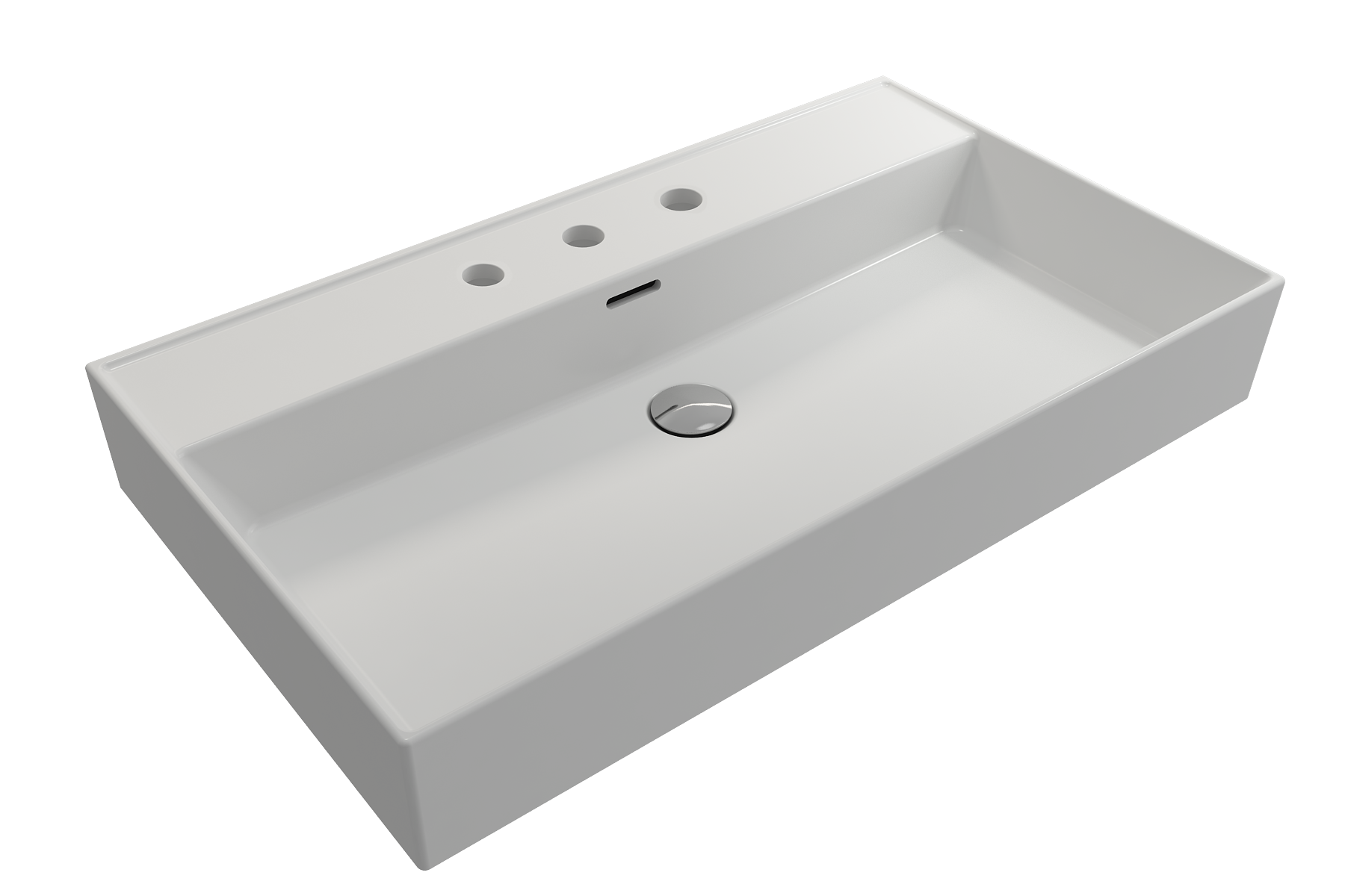 BOCCHI Milano 32" Rectangle Wallmount Fireclay Bathroom Sink, Matte White, 3 Faucet Hole, 1377-002-0127