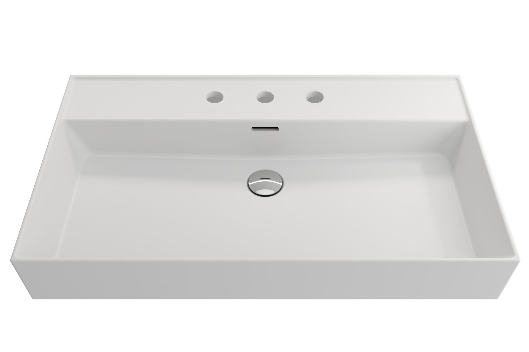 BOCCHI Milano 32" Rectangle Wallmount Fireclay Bathroom Sink, Matte White, 3 Faucet Hole, 1377-002-0127