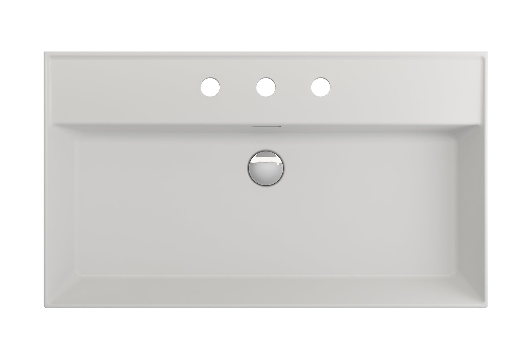 BOCCHI Milano 32" Rectangle Wallmount Fireclay Bathroom Sink, Matte White, 3 Faucet Hole, 1377-002-0127