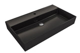 BOCCHI Milano 32" Rectangle Wallmount Fireclay Bathroom Sink, Matte Black, Single Faucet Hole, 1377-004-0126