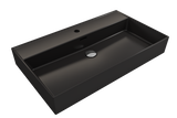 BOCCHI Milano 32" Rectangle Wallmount Fireclay Bathroom Sink, Matte Black, Single Faucet Hole, 1377-004-0126