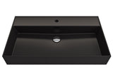 BOCCHI Milano 32" Rectangle Wallmount Fireclay Bathroom Sink, Matte Black, Single Faucet Hole, 1377-004-0126